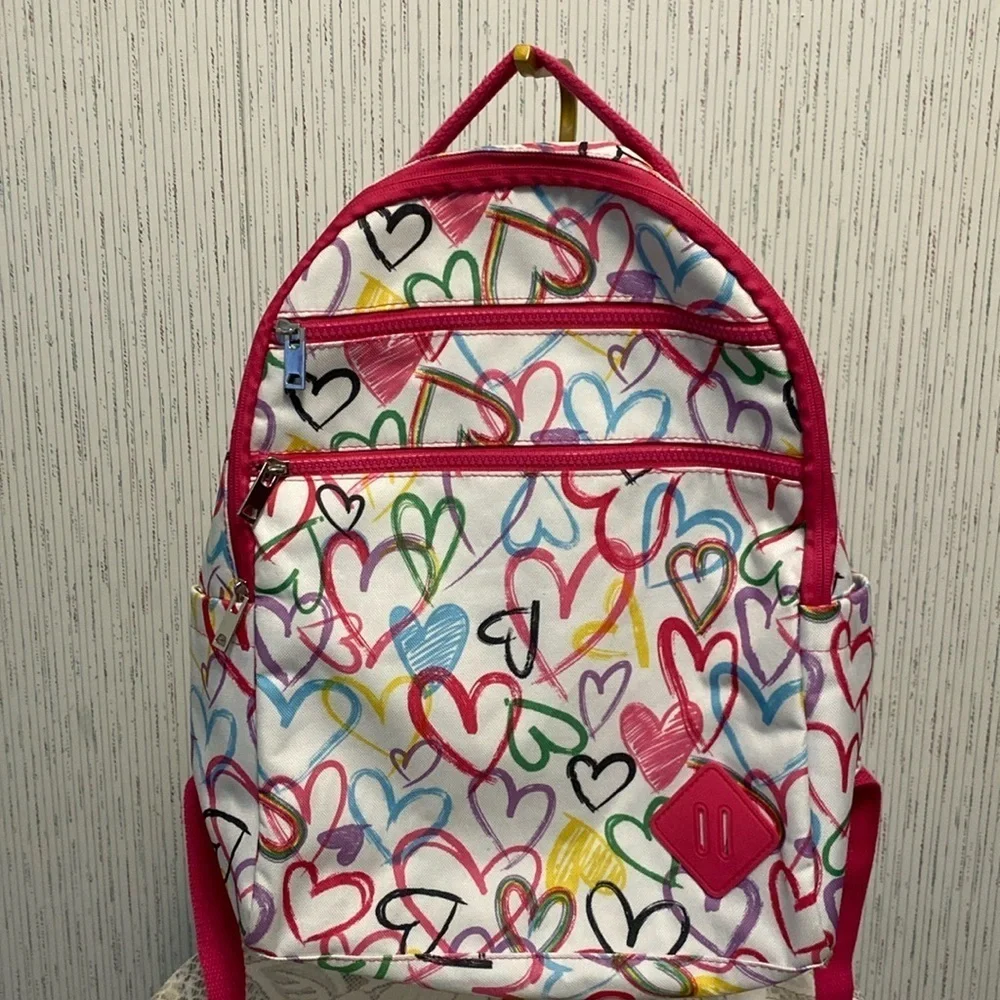 Colorful Heart Pattern Backpack Causal Travel Daypack College Backpack